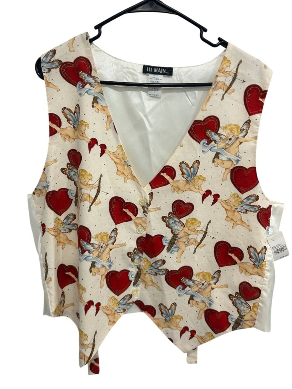 Vintage 111 Main 1X Henry Cupid Arrow Valentines V-Neck Vest Kitschy Novelty NWT